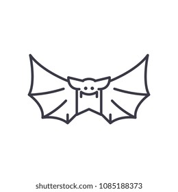 bat vector line icon, sign, illustration on background, editable strokes