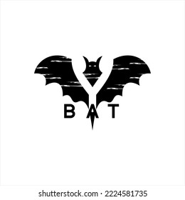 Bat vector logo design. Illustration of a bat with the letter Y concept.