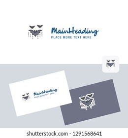 Bat vector logotype with business card template. Elegant corporate identity. - Vector