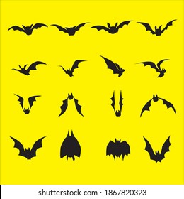 Bat vector set ,cartoon bat silhouette, bat silhouette set