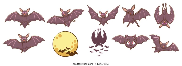 bat vector set graphic clipart