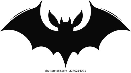 Bat, Vektorgrafik, Silhouette, einzeln auf weißem Hintergrund. Offene Flügel Bestie. Nachttier. Gruseliges Vampirsymbol. Halloween-Schild. Blutsauger fliegende Muse. Corona-Viren. Coronaviren.