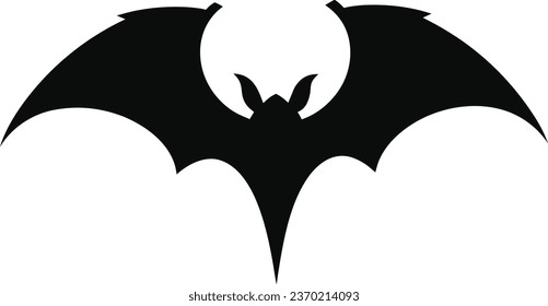 Bat vector silhouette illustration isolated on white background. Open wings beast. Night animal. Scary vampire symbol. Halloween sign. Blood sucker flying muse. Corona viruses. Coronaviruses.