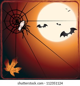 Bat versus spider : A vector illustration of bats flying toward the spider