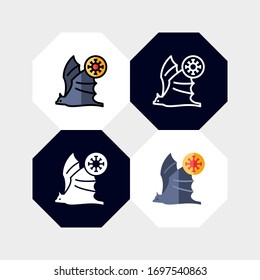 Bat Virus Corona Icon Logo Vector Illustration. with four styles, outline, filled outline, flat and glyph. template for website and company