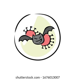 Bat and virus drew icon vector 