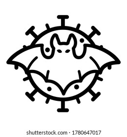 Bat Virus Flat Icon Isolated On White Background