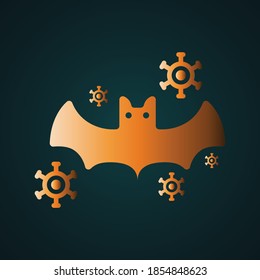 Bat virus icon vector logo isolated on background. Gradient gold concept with dark background