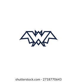 Idea de logotipo de murciélago en forma de W.
