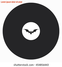 Bat web icon. Gray circle button with white illustration.