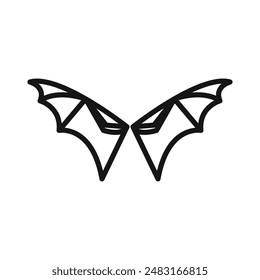 bat wing icon Black line art vector