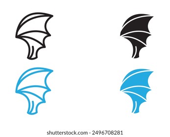 bat wing icon black and white vector outline sign