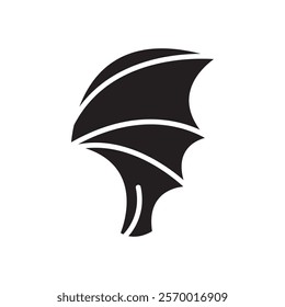 bat wing icon black and white vector outline sign