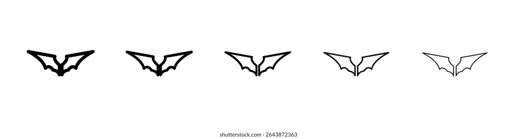 bat wing icon black and white vector sign