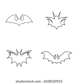 Bat wing silhouette icon and symbol vector template illustration  