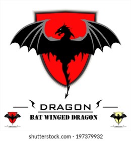 Bat Winged Dragon over shield. Each image placed on separated layers.