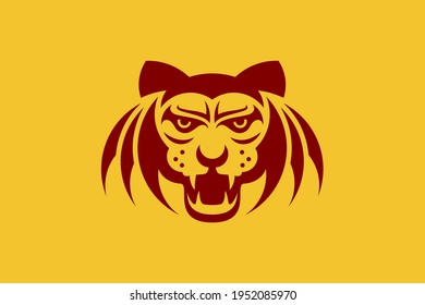 Bat winged tiger head logo. The tiger head combined with bat wings, a unique and creative logo, symbolizes the perfect force between land and air.