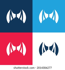 Bat Wings blue and red four color minimal icon set