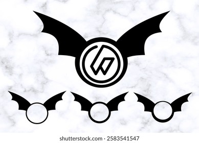 Bat Wings with Round Frame Monogram, Vector stock illustration
#03