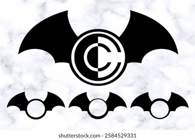 Bat Wings with Round Frame Monogram, Vector stock illustration
#04