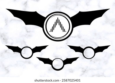 Bat Wings with Round Frame Monogram, Vector stock illustration
#05