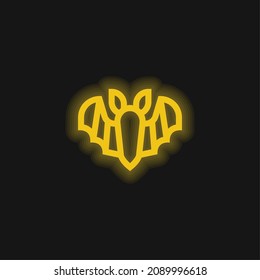 Bat yellow glowing neon icon