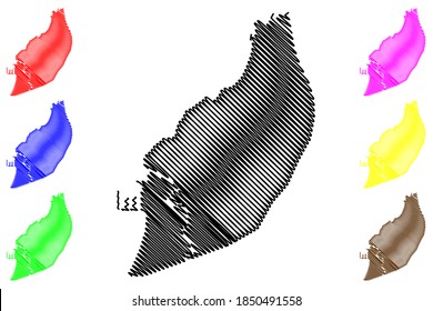 Bata City (Republic of Equatorial Guinea, Litoral Province) map vector illustration, scribble sketch City of Bata map