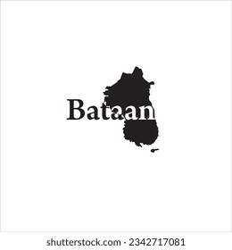 Bataan Philippines map and black letter design on white background