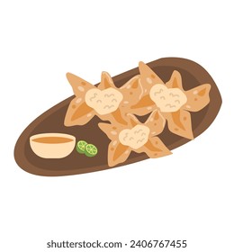 batagor is a typical Indonesian snack, food made from flour, usually served with peanut sauce