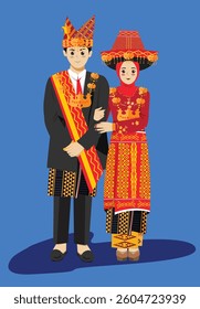 Batak Karo Traditional Wedding Hijab with Sumatra Indonesia Songket Bridal Attire in a Romantic Setting