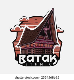 Batak logo house building asian house line pop art colorful design vector