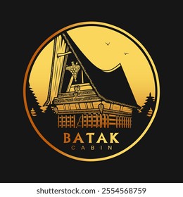 Batak logo house building asian house line pop art colorful design vector