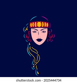 Batak people woman Pop Art logo. Colorful toba asian ethnic wedding dress design with dark background. Vector illustration. Isolated dark background for t-shirt, poster, clothing, merch, apparel