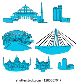 Batam hand-drawn architecture. Vector illustration. Famous travel destinations series.