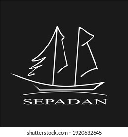 Batam, Indonesia. feb 20 th, 2021. vector illustration of a sailing pinisi ship logo