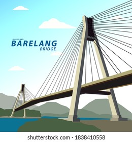 Batam's Landmark Vector Illustration. Barelang Bridge, Riau Island, vector. 