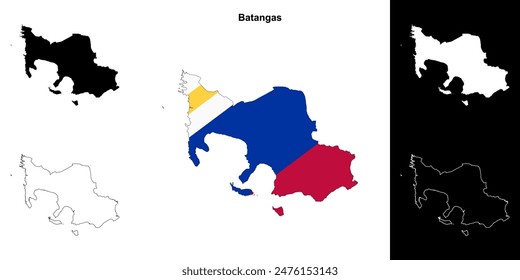 Batangas province outline map set