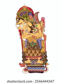 Batara Guru sombreado marionete, boneco wayang indonésio mostrar vetor ilustração.