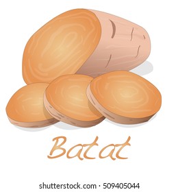 Batat, sweet potato vector isolated on white background
