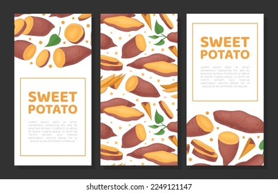 Batata or Sweet Potato Root Vegetable Vertical Banner Design Vector Template