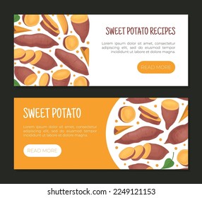 Batata or Sweet Potato Root Vegetable Banner Design Vector Template