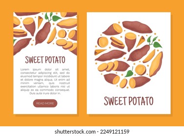 Batata or Sweet Potato Root Vegetable Banner Design Vector Template