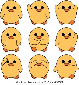 Batch Duck Sticker With Various Emotion and Gesture