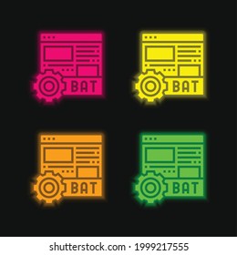 Batch four color glowing neon vector icon