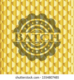 Batch Golden Emblem. Scales Pattern. Vector Illustration. Detailed.