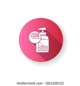 Batch number pink flat design long shadow glyph icon. Production ID, manufacturing process. Labeling product with barcode. Gas cylinder with serial number silhouette RGB color illustration