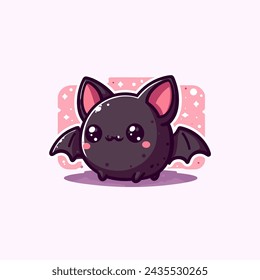 Bat-Cute-Mascot-Logo-Illustration-Chibi-Kawaii is awesome logo, mascot or illustration for your product, company or bussiness