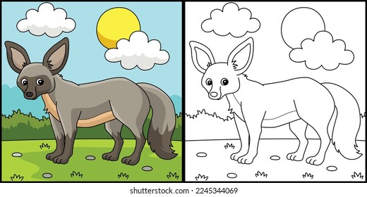 Bat-Eared Fox Animal Coloring Page Illustration