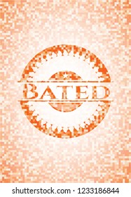 Bated abstract emblem, orange mosaic background