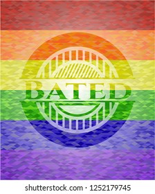 Bated emblem on mosaic background with the colors of the LGBT flag